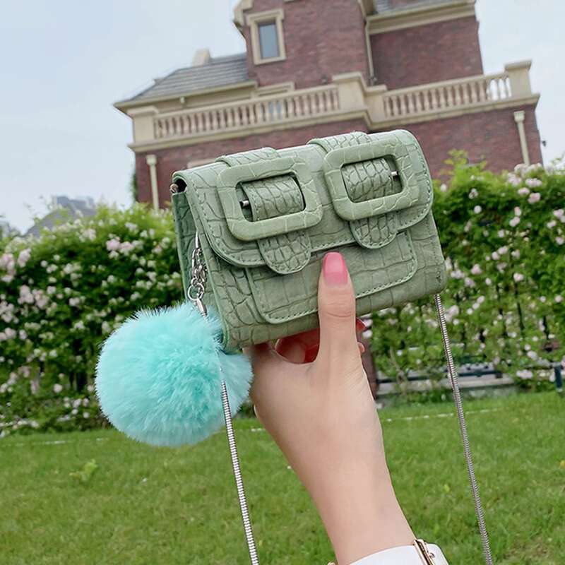 

Croc Effect Mini Chain Bag, Green