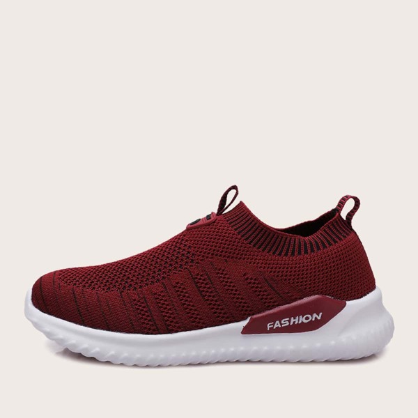 

Letter Graphic Knit Slip On Sneakers, Burgundy