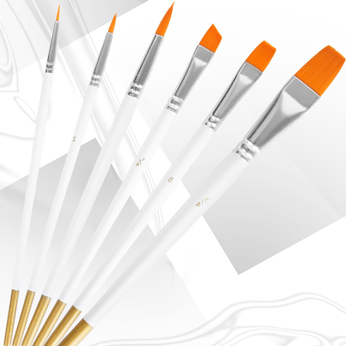 

6pcs Gouache Paint Brush Set, White
