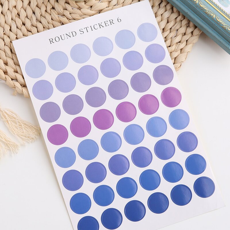 

3sheets Round Sticker, Multicolor