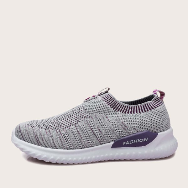 

Letter Graphic Knit Slip On Sneakers, Grey