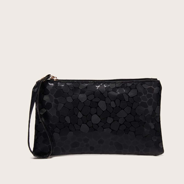 

Geometric Graphic Clutch Bag, Black