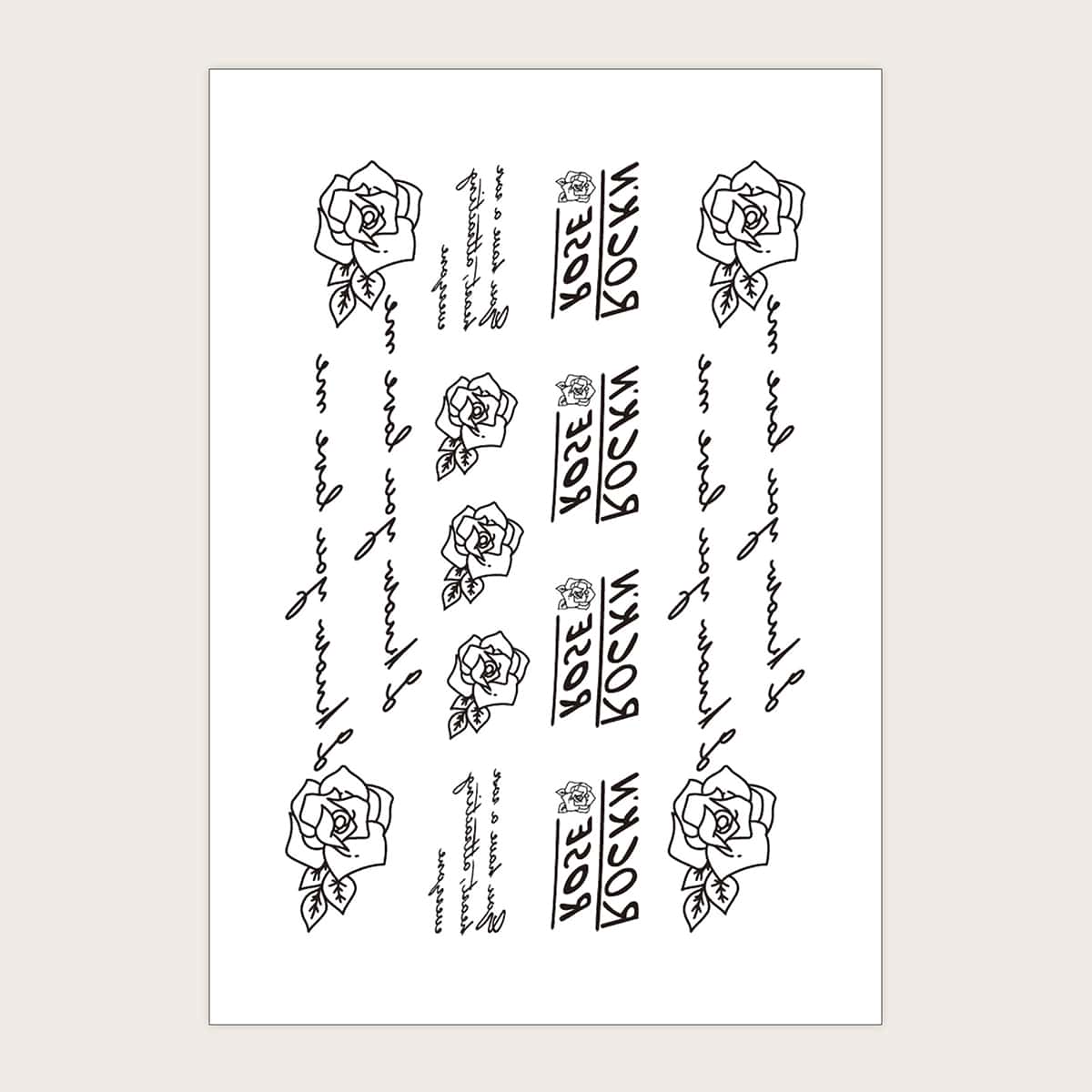 

1sheet Flower Pattern Tattoo Sticker, Black