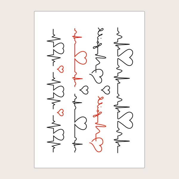 

1sheet Heart Pattern Tattoo Sticker, Multicolor