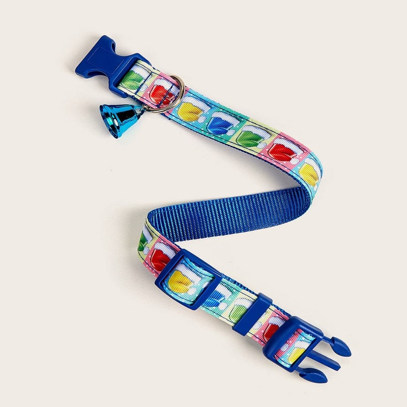 

Release Buckle Design Cartoon Graphic Pet Collar, Blue