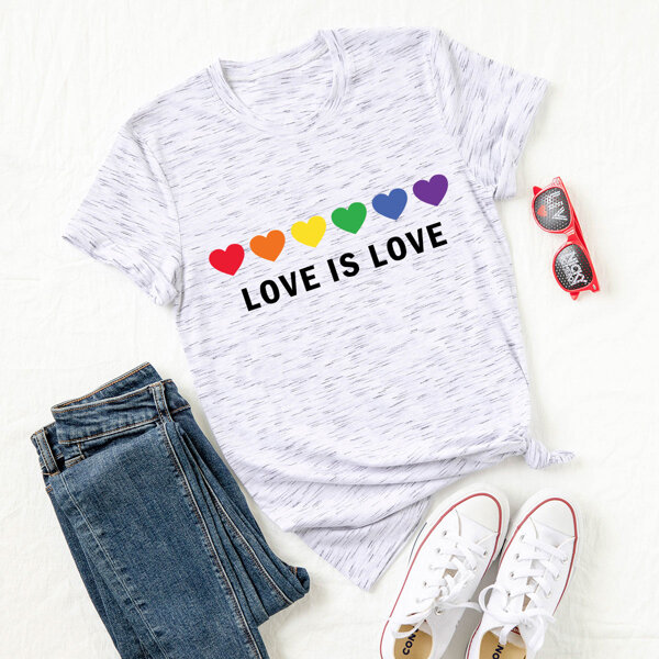

Plus Heart And Slogan Graphic Tee, Light grey