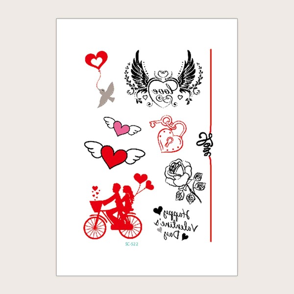 

1sheet Heart Pattern Tattoo Sticker, Multicolor