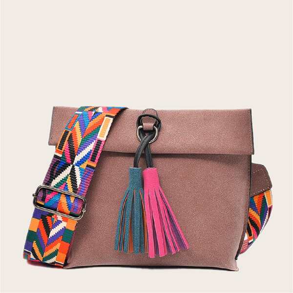 

Tassel Decor Crossbody Bag, Baby pink