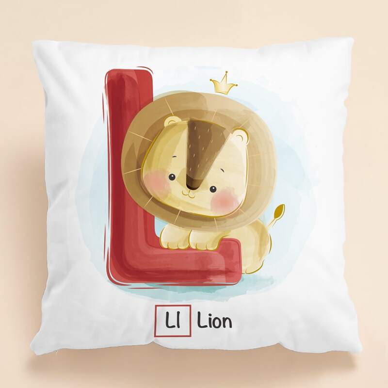 

Kids Cartoon Letter Graphic Cushion Cover Without Filler, Multicolor