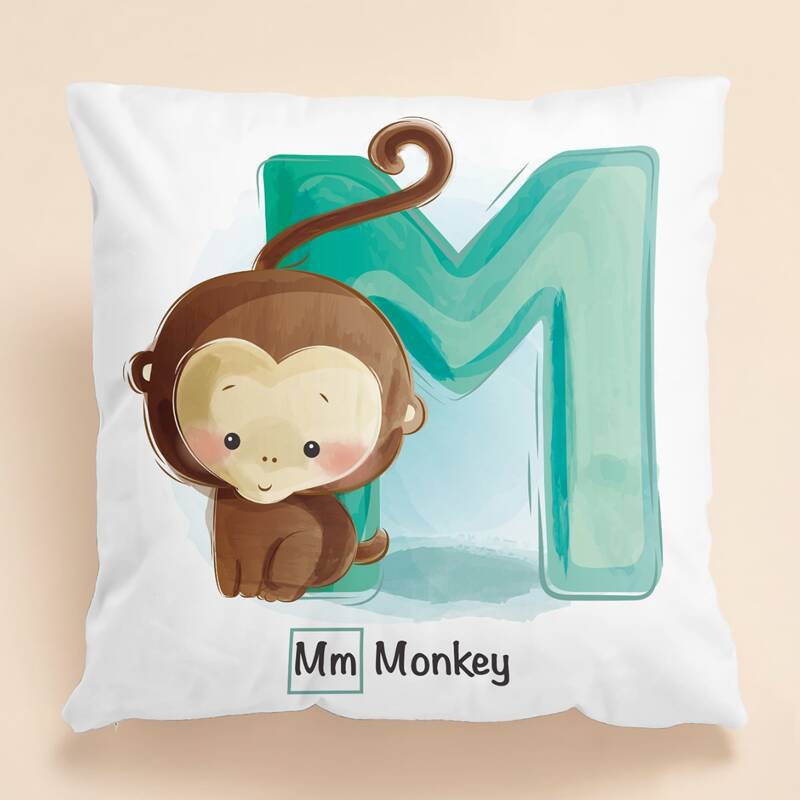 

Kids Cartoon Letter Graphic Cushion Cover Without Filler, Multicolor