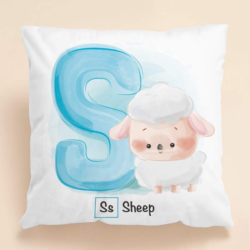 

Kids Cartoon Letter Graphic Cushion Cover Without Filler, Multicolor