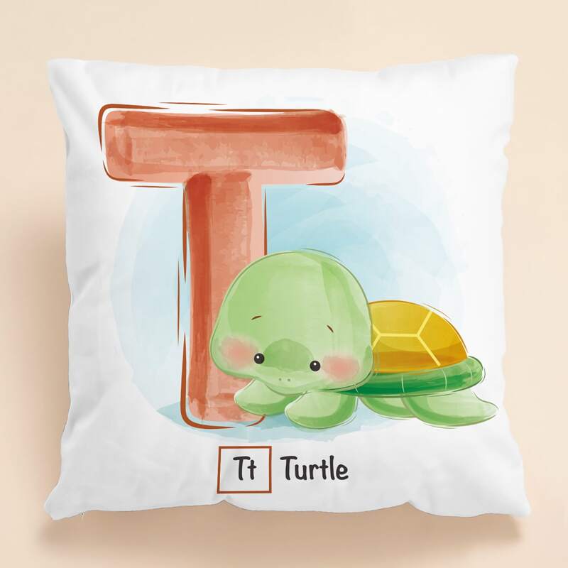 

Kids Cartoon Letter Graphic Cushion Cover Without Filler, Multicolor