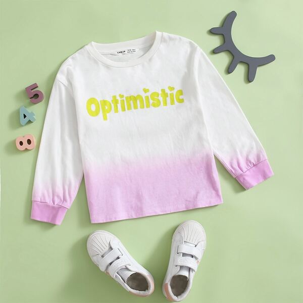 

Toddler Girls Letter Graphic Ombre Tee, Multicolor