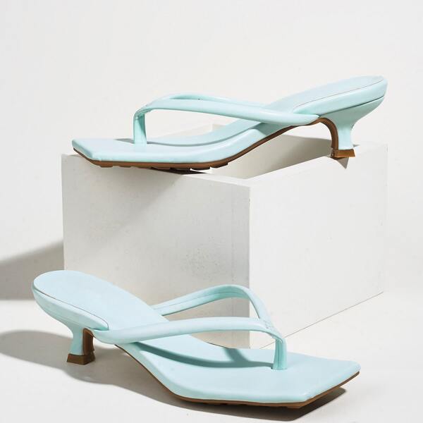 

Mid Heeled Thong Sandals, Blue
