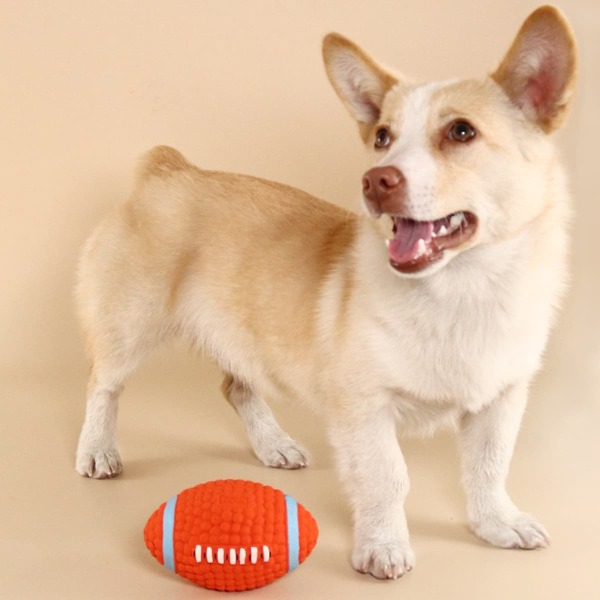 

Rugby Shaped Pet Sound Toy, Orange