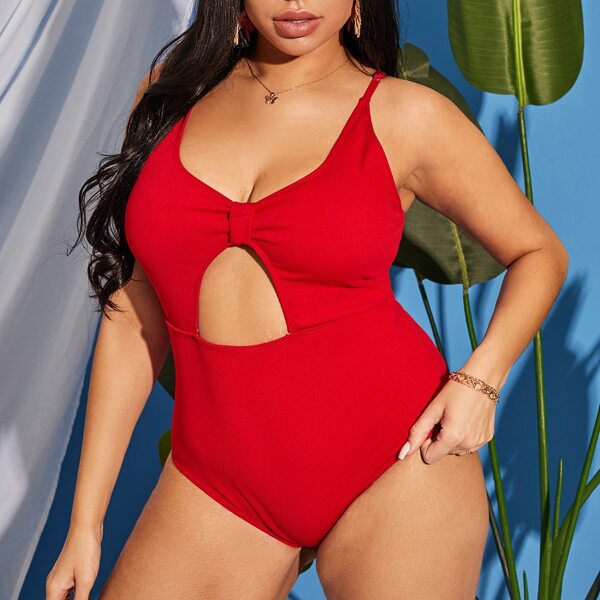 

Plus Cut-out Knot One Piece Swimsuit, Red