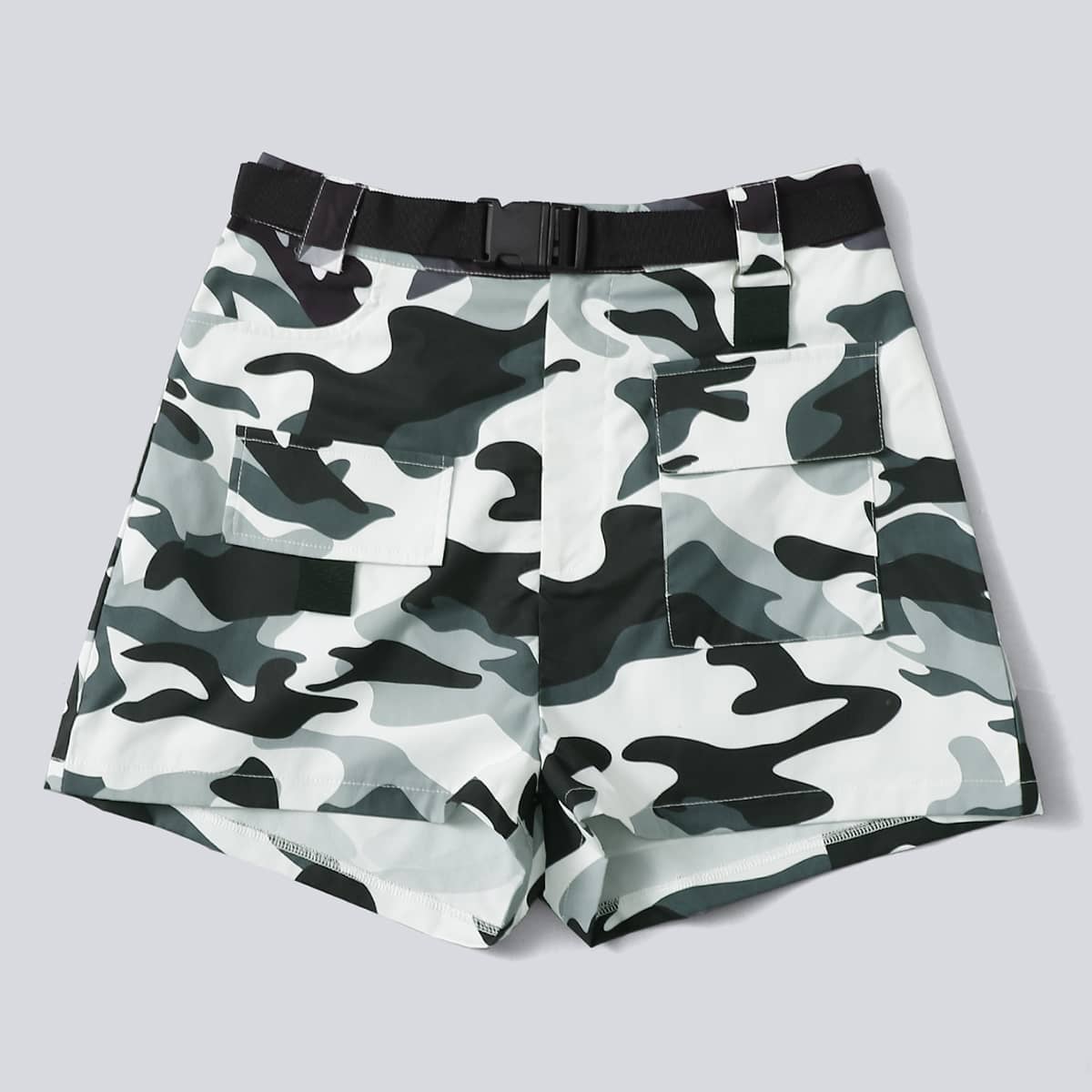 

Camo Print Cargo Shorts, Multicolor