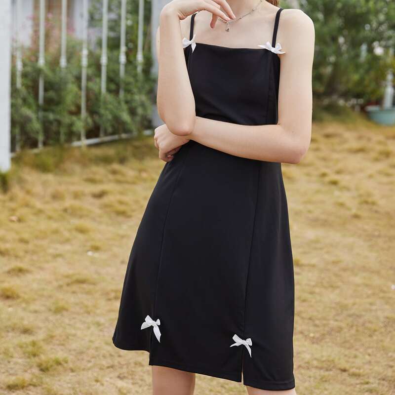 

Bow Split Dress, Black