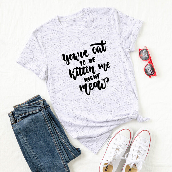 

Plus Marled Slogan Graphic Tee, Light grey