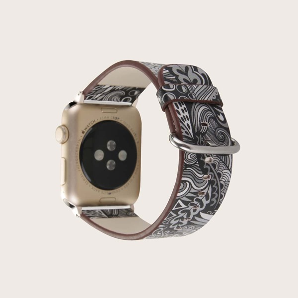 

1pc Graphic PU Apple Watchband, Multicolor