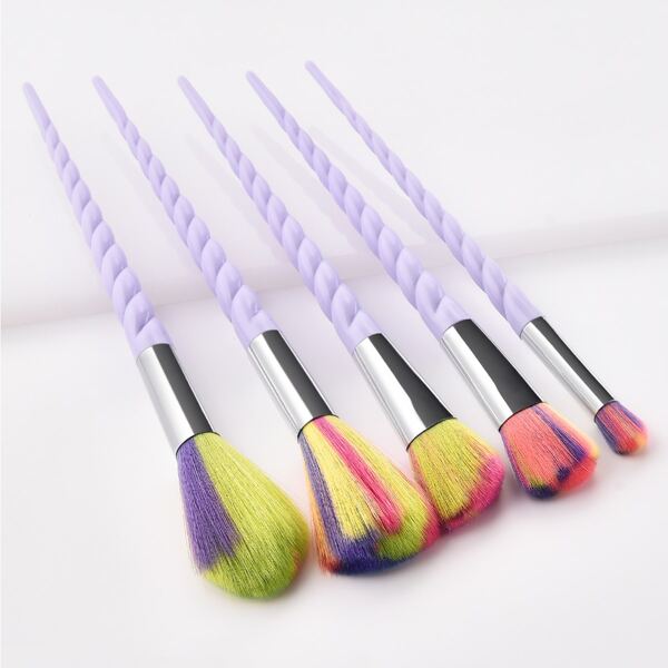 

5pcs Spiral Handle Makeup Brush Set, Dusty purple