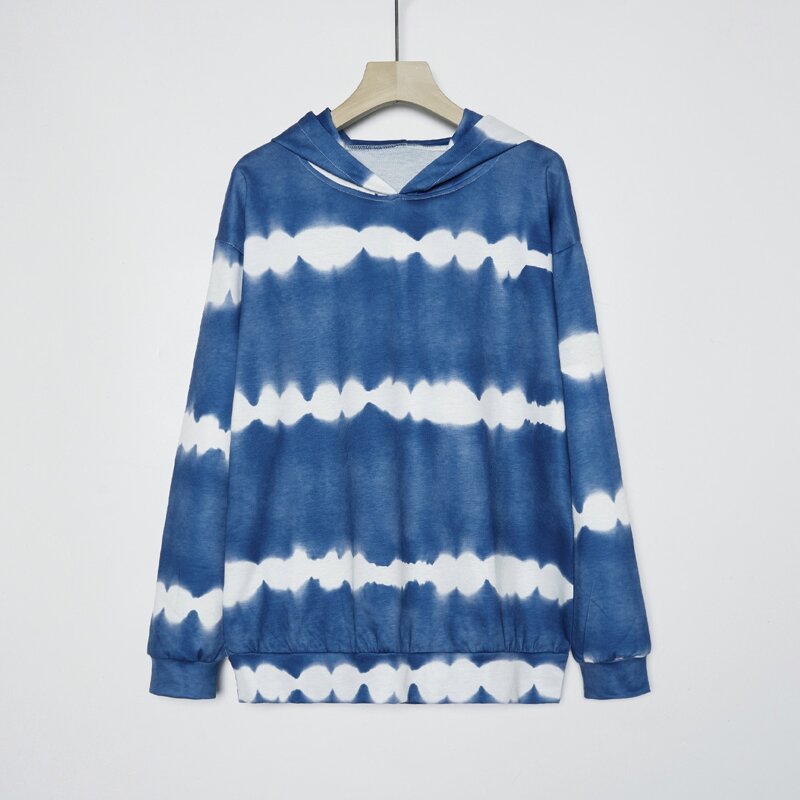 

Color Block Drop Shoulder Hoodie, Blue and white