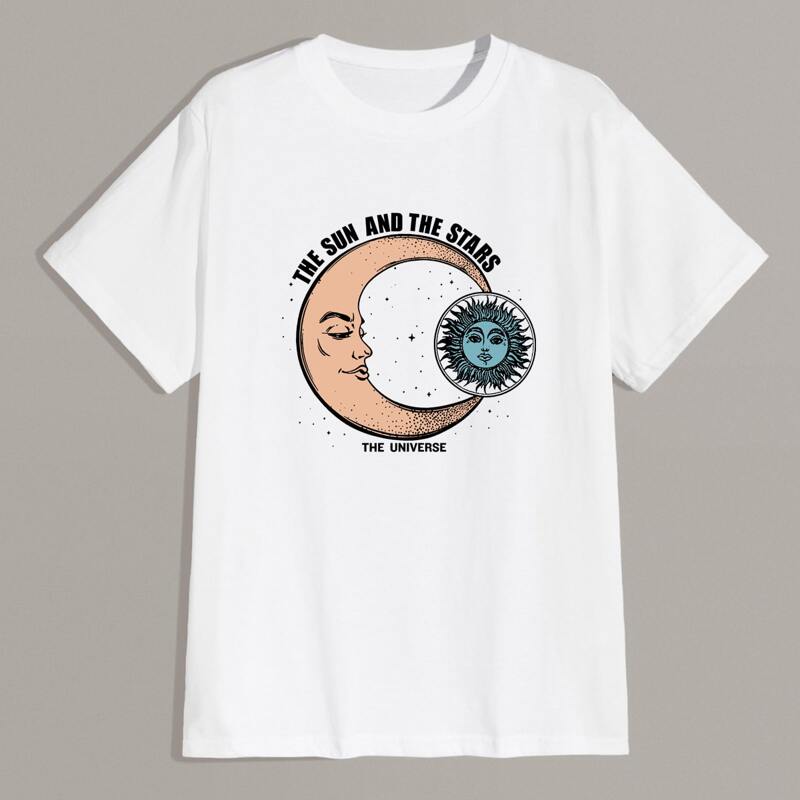 

Guys Letter Sun & Moon Graphic Tee, White