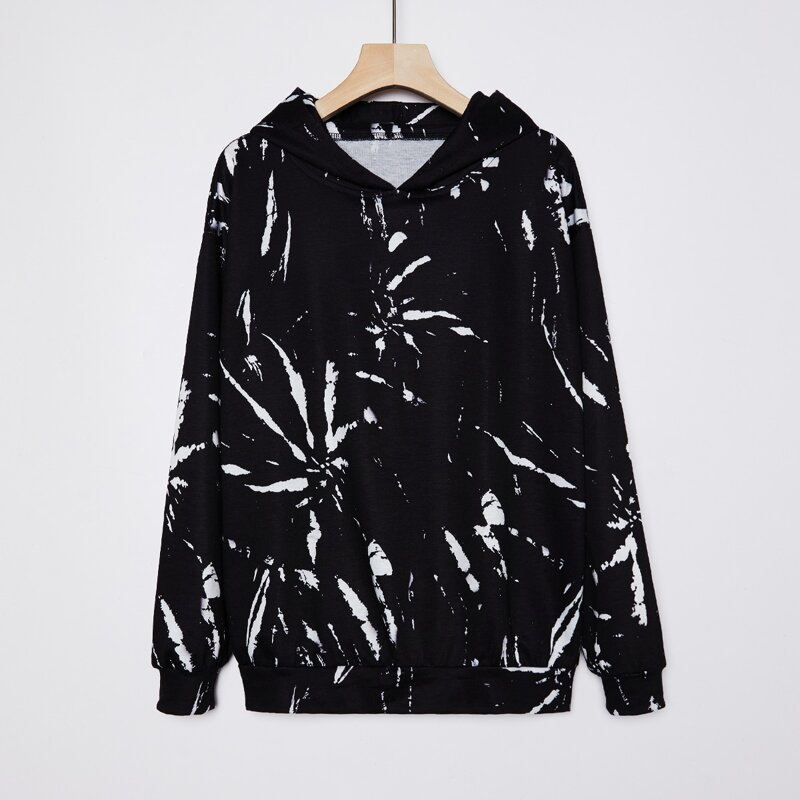 

Random Graphic Print Hoodie, Black