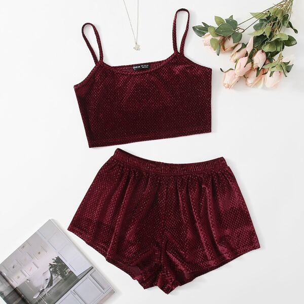

Solid Velvet Lounge Set, Maroon