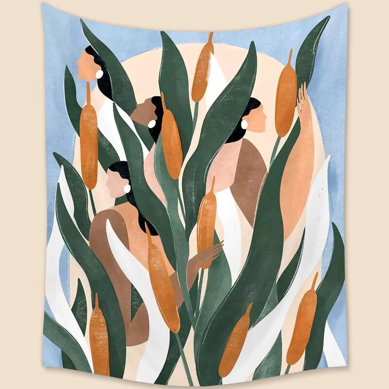 

Figure & Plants Print Tapestry, Multicolor