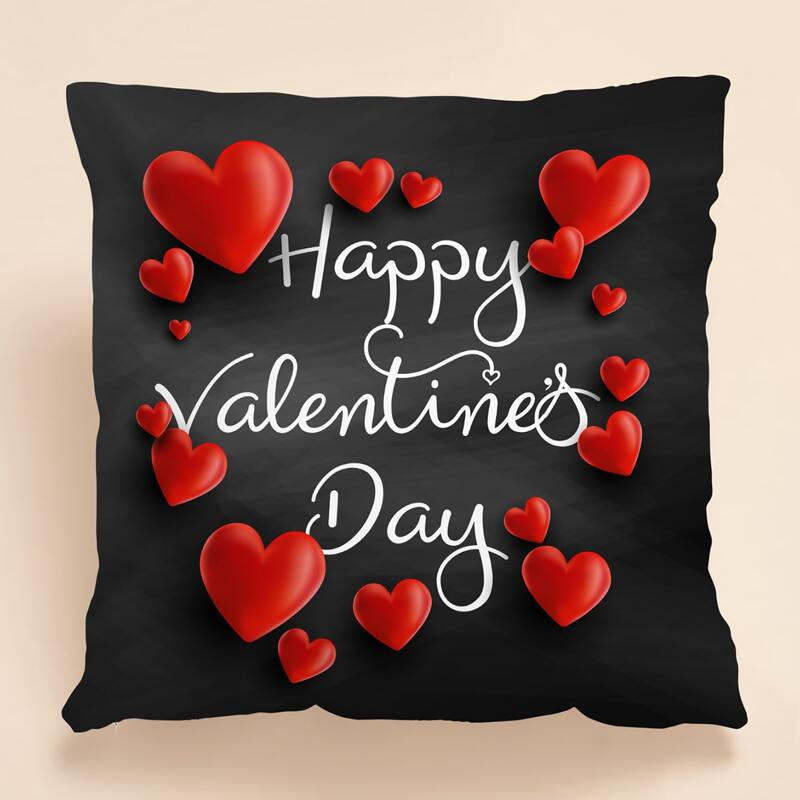

Valentine's Day Heart Cushion Cover Without Filler, Black