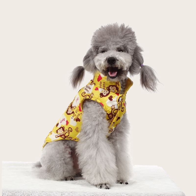 

Cartoon Monkey Pattern Pet Jacket, Multicolor