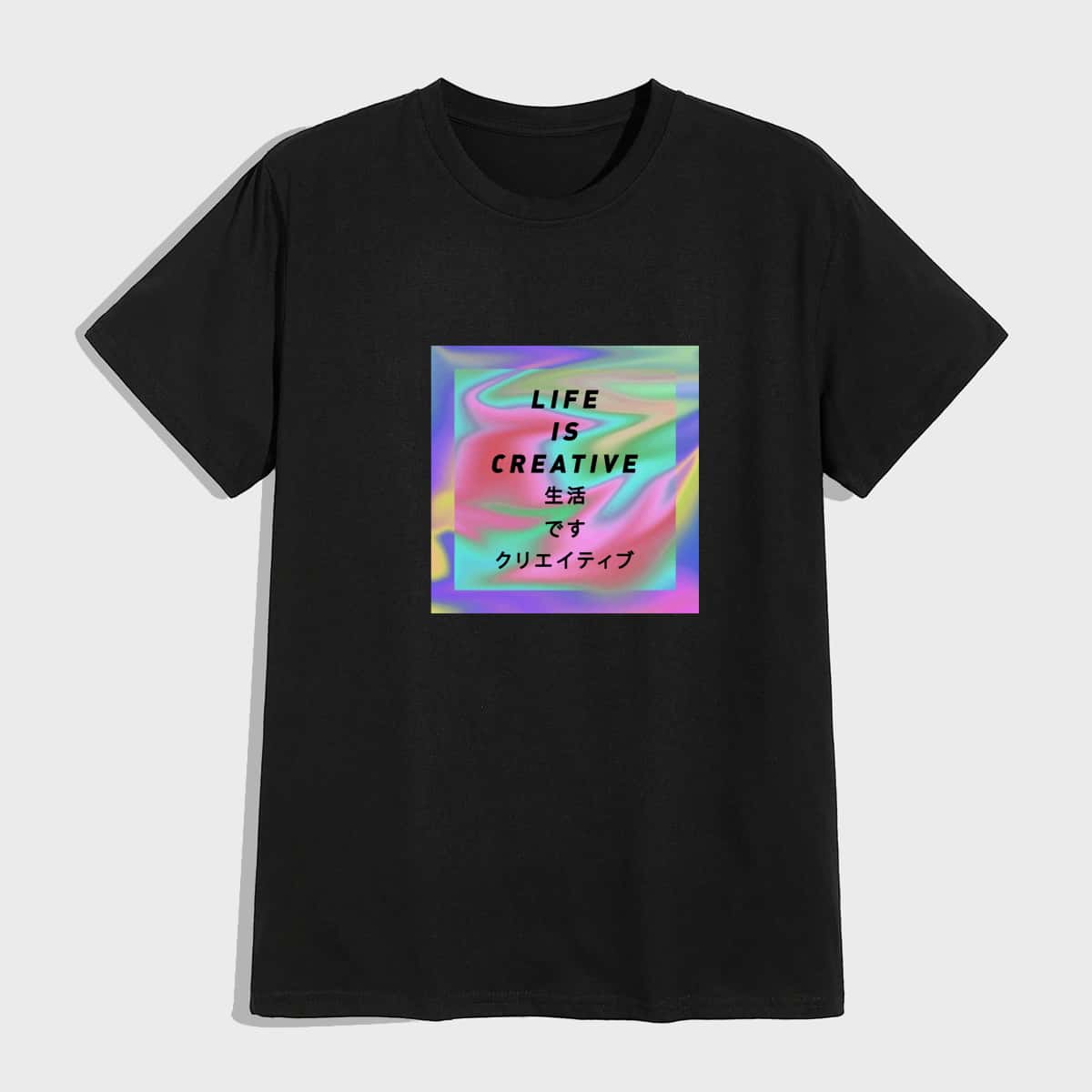 

Guys Letter Holographic Graphic Tee, Black