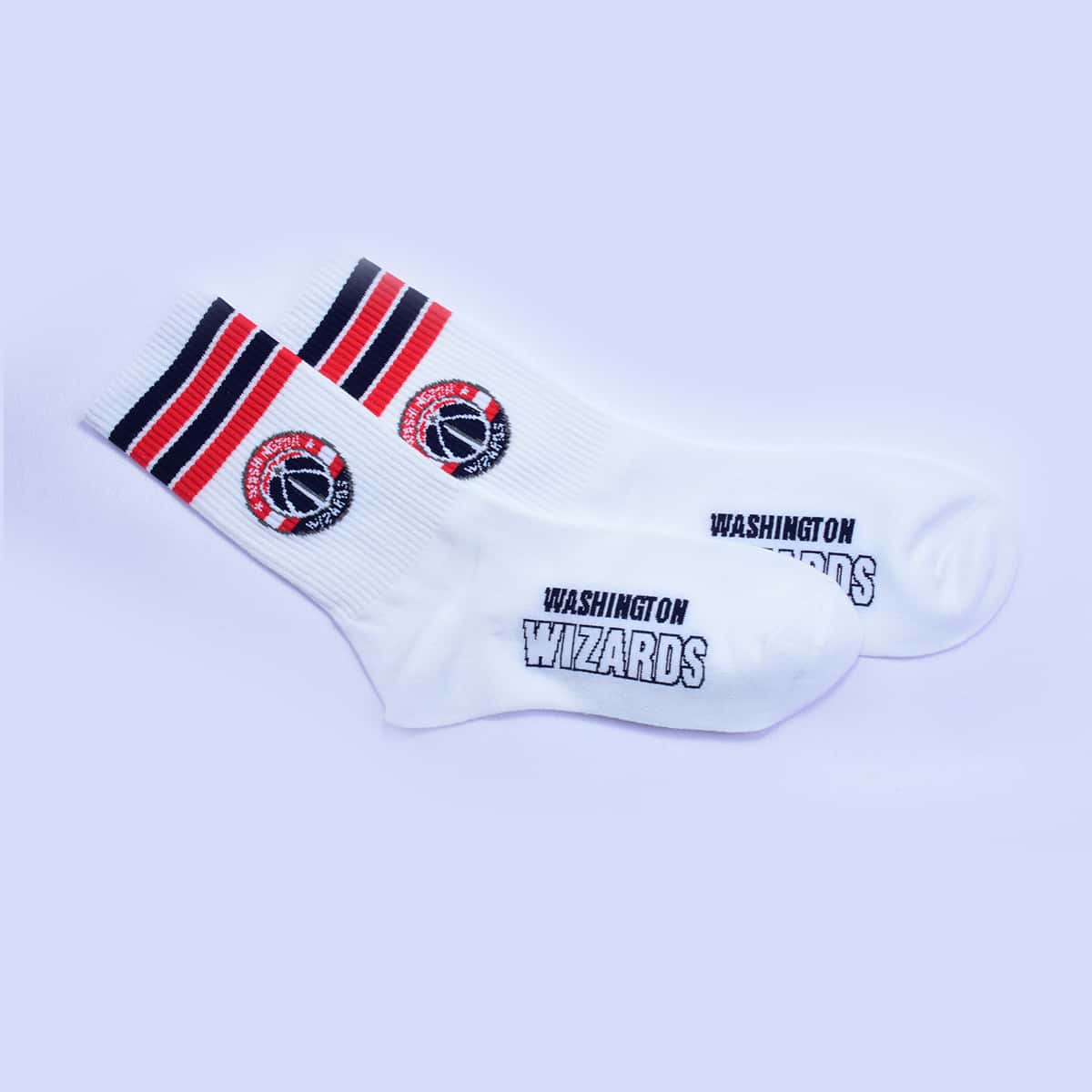 

Guys Stripe & Letter Print Crew Socks, White