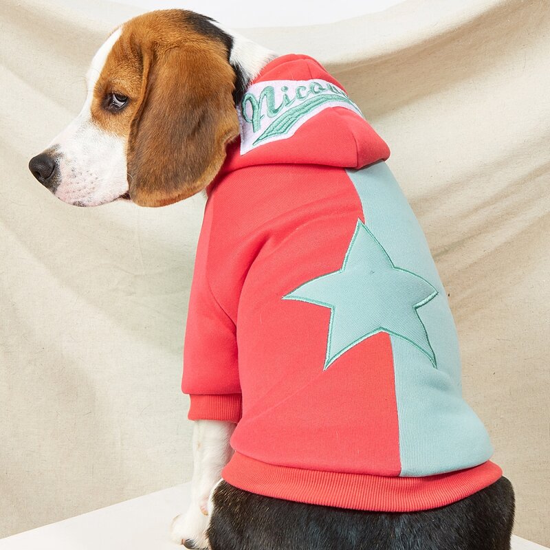 

Star Embroidered Hooded Pet Coat, Multicolor