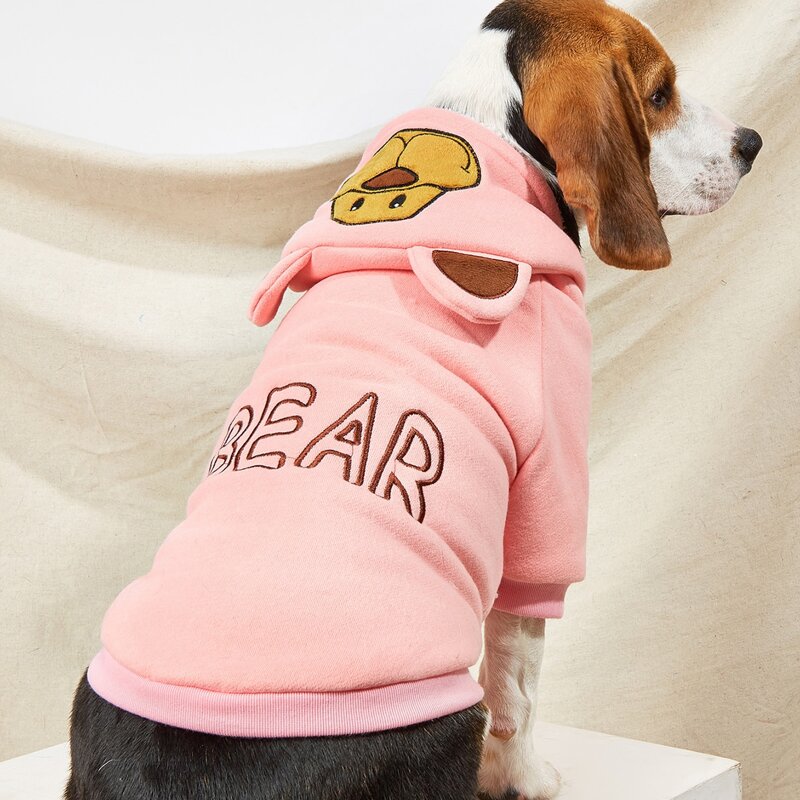 

Cartoon Embroidered Hooded Pet Coat, Pink