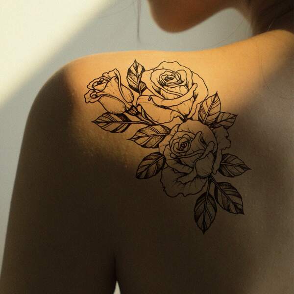 

1sheet Rose Pattern Tattoo Sticker, Black