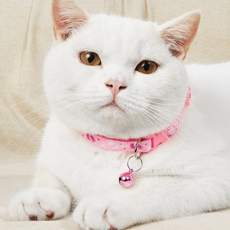 

Paw Print Bell Decor Pet Collar, Pink