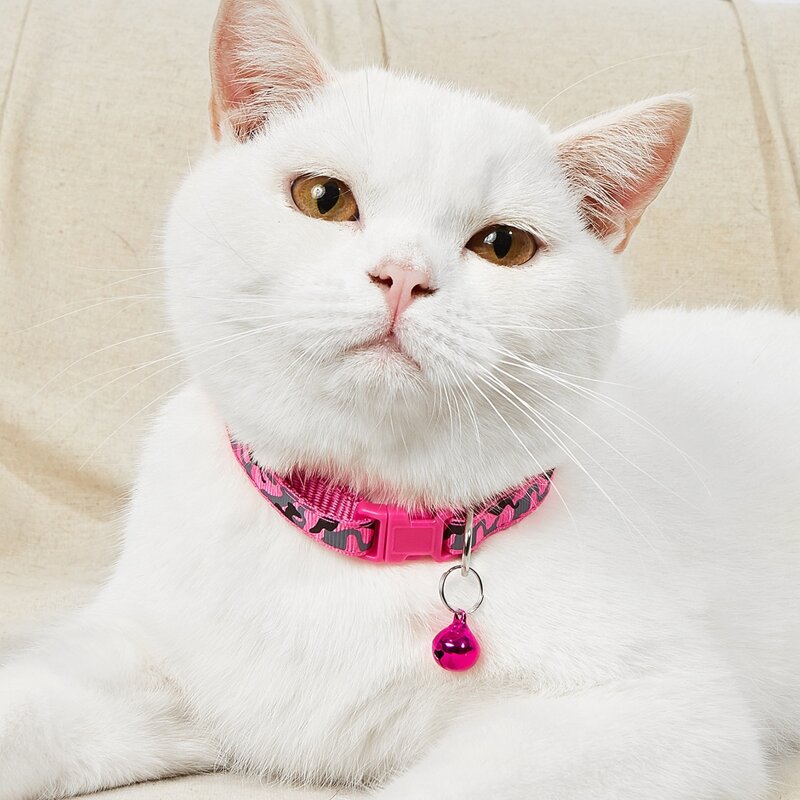 

Bell Decor Camo Pet Collar, Hot pink