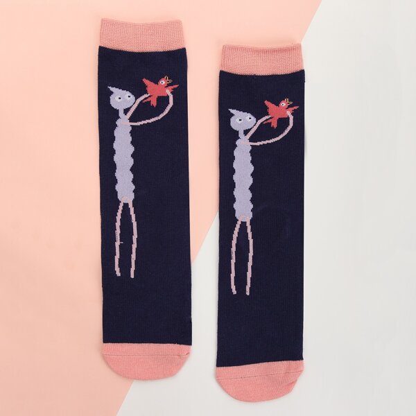 

Cartoon Graphic Crew Socks, Multicolor