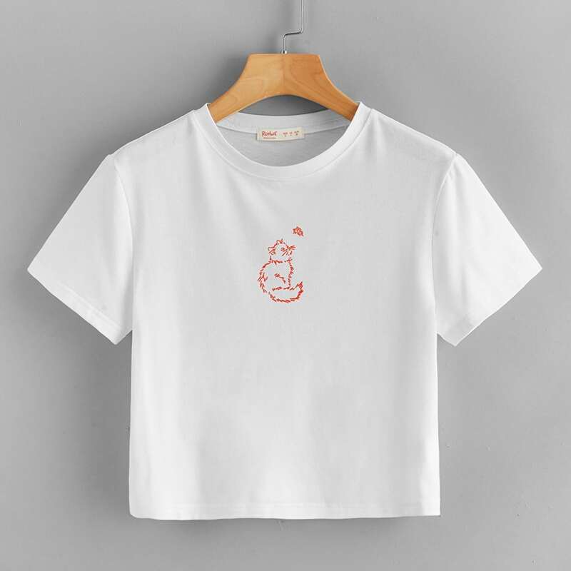 

Cat Graphic Tee, White