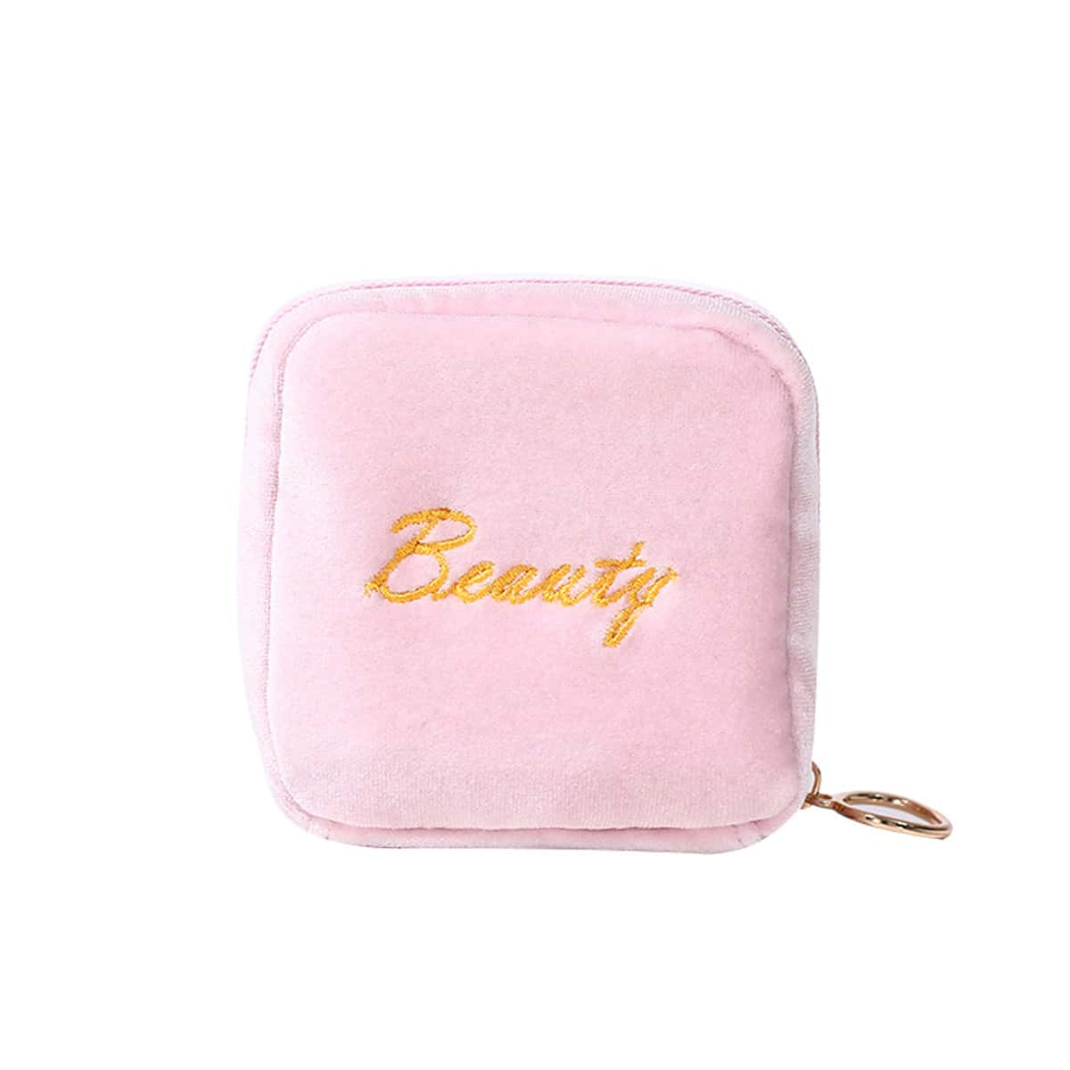 

Letter Embroidered Makeup Bag, Pink