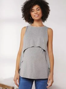 SHEIN 孕婦裝素色背心上衣 - 淺灰色 - 查看 4