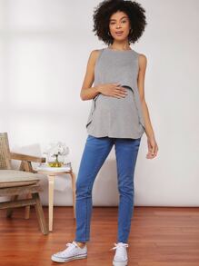 SHEIN 孕婦裝素色背心上衣 - 淺灰色 - 查看 5