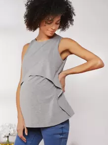 SHEIN 孕婦裝素色背心上衣 - 淺灰色 - 查看 1