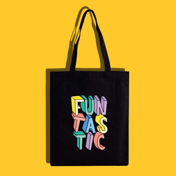 

Letter Graphic Shopper Bag, Black