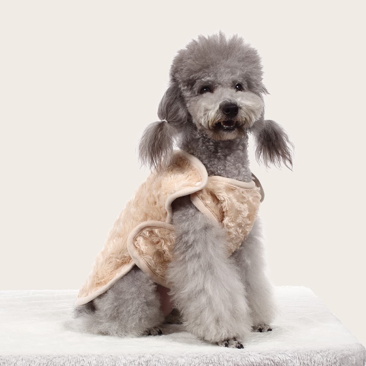 

Strawberry Embroidered Plush Pet Jacket, Apricot