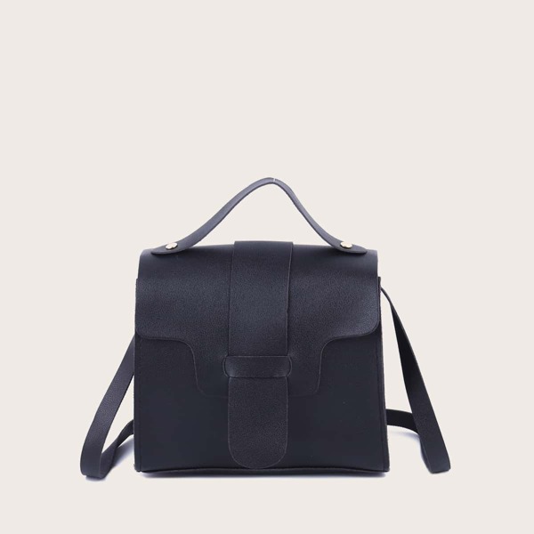 

Minimalist Flap Satchel Bag, Black
