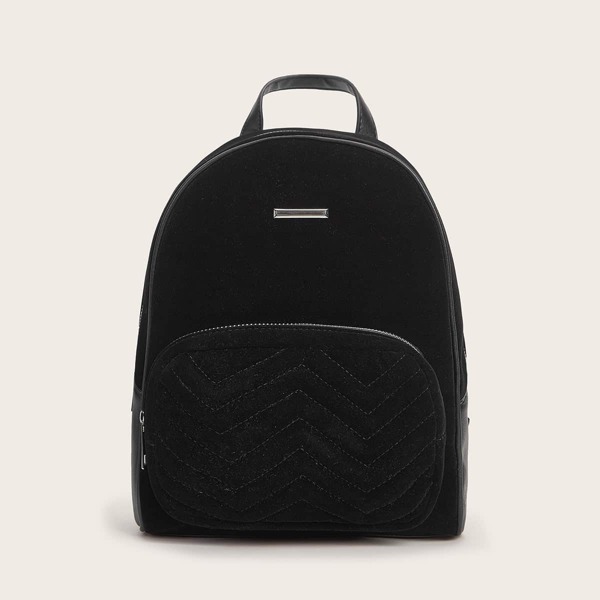 

Pocket Front Chevron Backpack, Black
