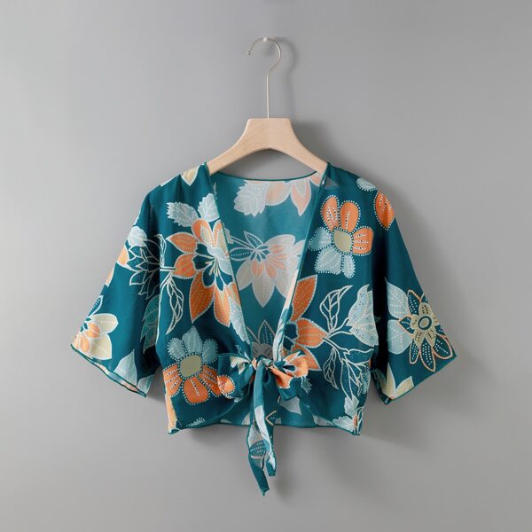 

Floral Chiffon Knot Front Kimono, Multicolor